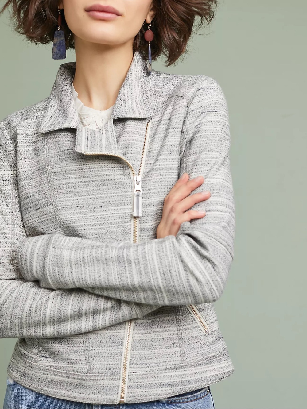 Anthropologie Caitlin Knit Moto Jacket Size Large